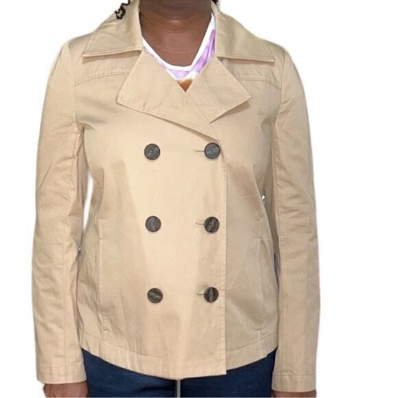 Loft Tan Short Cotton Trench Coat(Size 10) - Picture 2 of 9